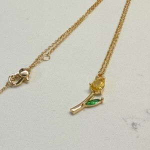 Kate Spade Gold Tone Yellow Tulip Flower Pendant Necklace